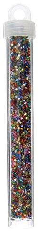 CZECH SEEDBEAD APPROX 22g VIAL 10/0 SILVER LINED ASSORTED - Too Cute Beads