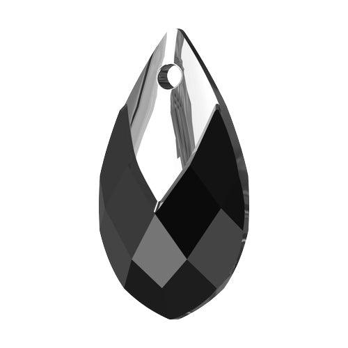 Swarovski (6565) 18mm Metallic Cap Pear-Shaped Pendant - Jet - Too Cute Beads