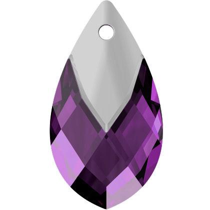 Swarovski (6565) 18mm Metallic Cap Pear-Shaped Pendant - Amethyst