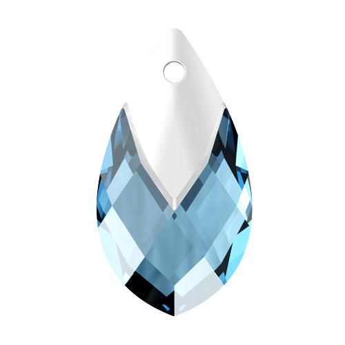 Swarovski (6565) 22mm Metallic Cap Pear-Shaped Pendant - Aquamarine - Too Cute Beads