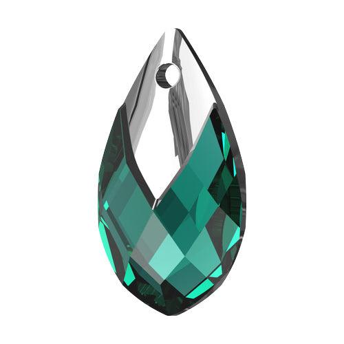 Swarovski (6565) 18mm Metallic Cap Pear-Shaped Pendant - Emerald - Too Cute Beads