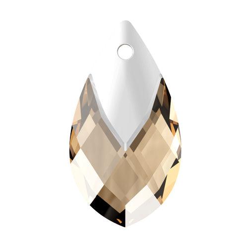 Swarovski (6565) 18mm Metallic Cap Pear-Shaped Pendant - Light Colorado Topaz - Too Cute Beads