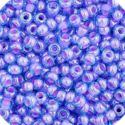 Czech Seedbead 11/0 Aqua/Amethyst Colorlined approx 23g - Too Cute Beads