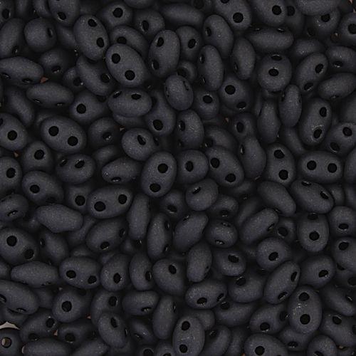 Twin 2Hole Bead 2.5x5mm apx22g Opaque Black Matte - Too Cute Beads