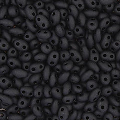 Twin 2Hole Bead 2.5x5mm apx22g Opaque Black Matte - Too Cute Beads