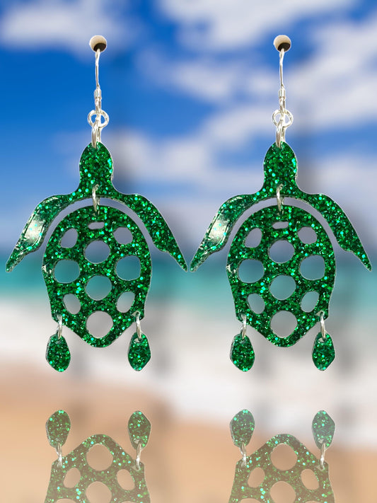 Sparkling Sea Turtle Earrings - Jewelry Making Kit - Too Cute Beads