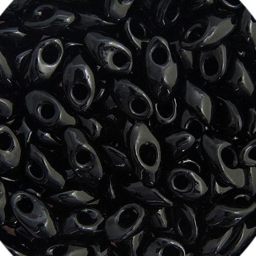 Long Magatama 4x7mm Black Op. (23g Vial) - Too Cute Beads