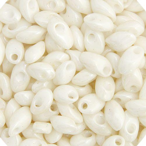 Long Magatama 4x7mm White Pearl Op. Luster (23g Vial) - Too Cute Beads