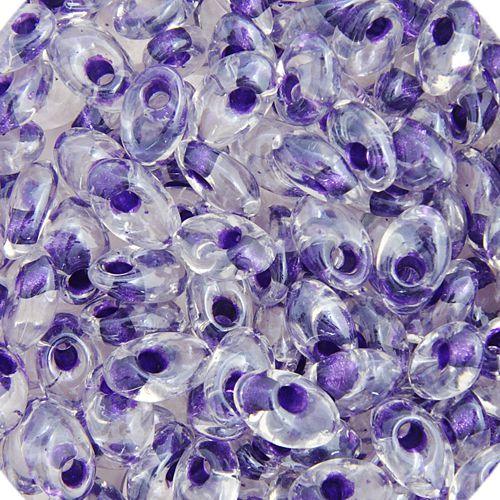 Long Magatama 4x7mm Crystal Tr. Purple Lined Luster Iris (23g Vial) - Too Cute Beads