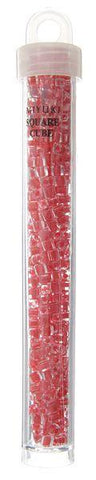 Miyuki 3mm Cube (approx. 20g) Red Cranberry Lined Luster - Too Cute Beads