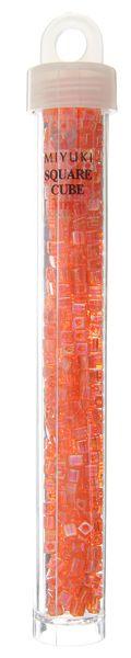 Miyuki 3mm Cube (approx. 20g) Orange Rainbow TR. Iris - Too Cute Beads