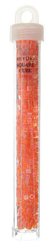 Miyuki 3mm Cube (approx. 20g) Orange Rainbow TR. Iris - Too Cute Beads