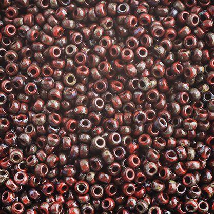 Miyuki Seed Bead 11/0 apx. 22g OP. Red Picasso
