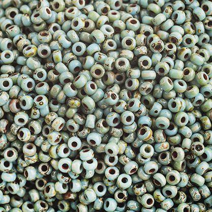 Miyuki Seed Bead 11/0 apx.22g Opaque Turquoise Blue Picasso - Too Cute Beads