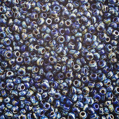 Miyuki Seed Bead 11/0 apx. 22g OP. Cobalt Picasso - Too Cute Beads