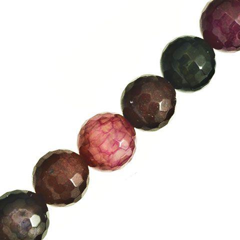 6mm Round Faceted Multi Color Fire Agate Beads (Pack of 10)