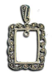 Marcasite Pendant- Frame w/1 Ring (1pc) - Too Cute Beads