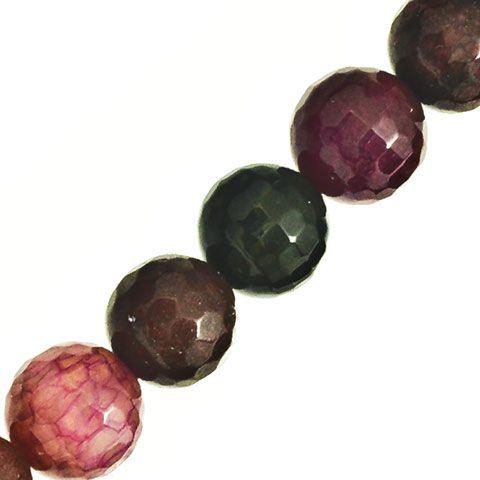 8mm Round Faceted Multi Color Fire Agate Beads (Pack of 10) - Too Cute Beads