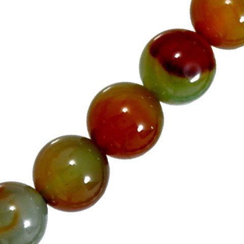 8mm Round Green and Red Onyx Beads (Pack of 10)