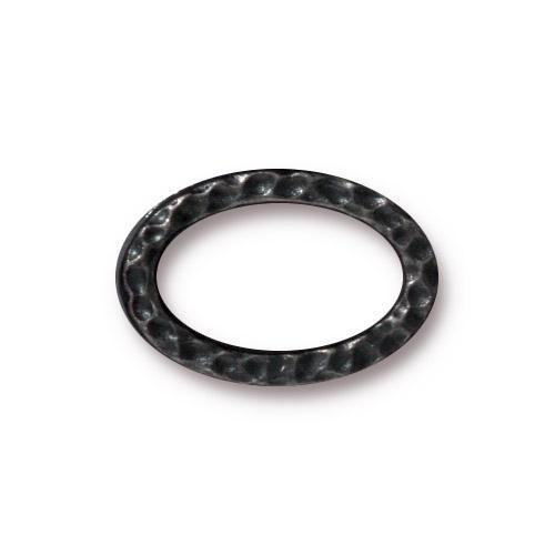 TierraCast - 18 x 12.5mm Solid Oval Linking Ring - Black (1 Piece) - Too Cute Beads