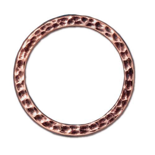 TierraCast - 25mm Solid Round Hammertone Linking Ring - Copper (1 Piece)