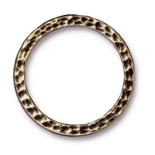 TierraCast - 25mm Solid Round Hammertone Linking Ring - Brass (1 Piece) - Too Cute Beads