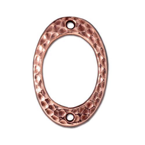 TierraCast - 24.4 x 16.4mm Drilled Oval Hammertone Linking Ring - Copper (1 piece)