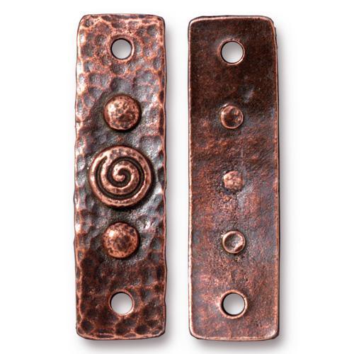 TierraCast - 39.5 x 11mm Spiral and Rivets ID Bar - Copper (1 Piece)