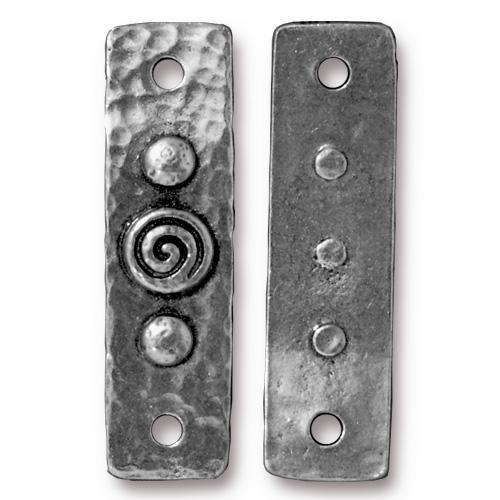TierraCast - 39.5 x 11mm Spiral and Rivets ID Bar - Antique Silver (1 Piece) - Too Cute Beads