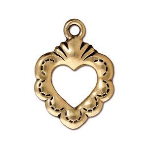 TierraCast - 24 x 17mm Sacred Heart Charm - Gold Plate (1 Piece) - Too Cute Beads