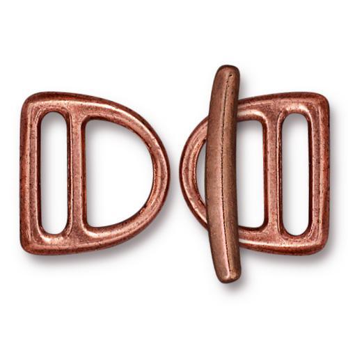 TierraCast - 14mm Slotted D Ring Clasp Set - Copper (Contains 2 D Rings and 1 Bar - Requires Jumpring) - Too Cute Beads