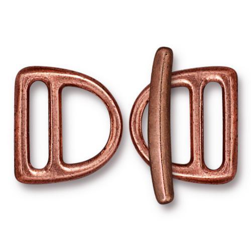 TierraCast - 14mm Slotted D Ring Clasp Set - Copper (Contains 2 D Rings and 1 Bar - Requires Jumpring) - Too Cute Beads