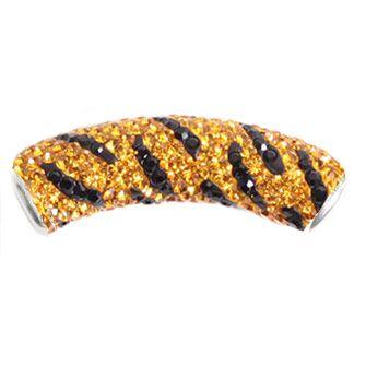 Pave Curved 36mm Bling Tube Bead - Tiger (1 piece)