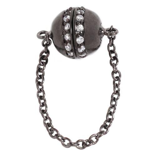 Pave Magnetic 10mm Black Ruthenium Round Snap Clasp - Crystal CZ (1 Piece) - Too Cute Beads