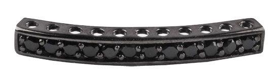 Bead Thru Bar 38x5mm (Wide) Black Ruthenium with Jet CZ (1 Piece)