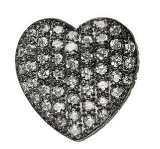 Bead Thru Heart 25mm Black Ruthenium with Crystal CZ (1 Piece) - Too Cute Beads