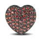 Bead Thru Heart 25mm Black Ruthenium with Indian Red CZ (1 Piece) - Too Cute Beads