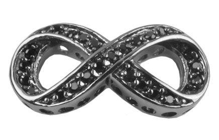 Bead Thru Infinity Symbol 28x14mm Black Ruthenium with Jet CZ (1 Piece)