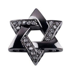 Bead Thru Bead Thru Star of David 25x12mm Black Ruthenium with Crystal CZ (1 Piece) - Too Cute Beads