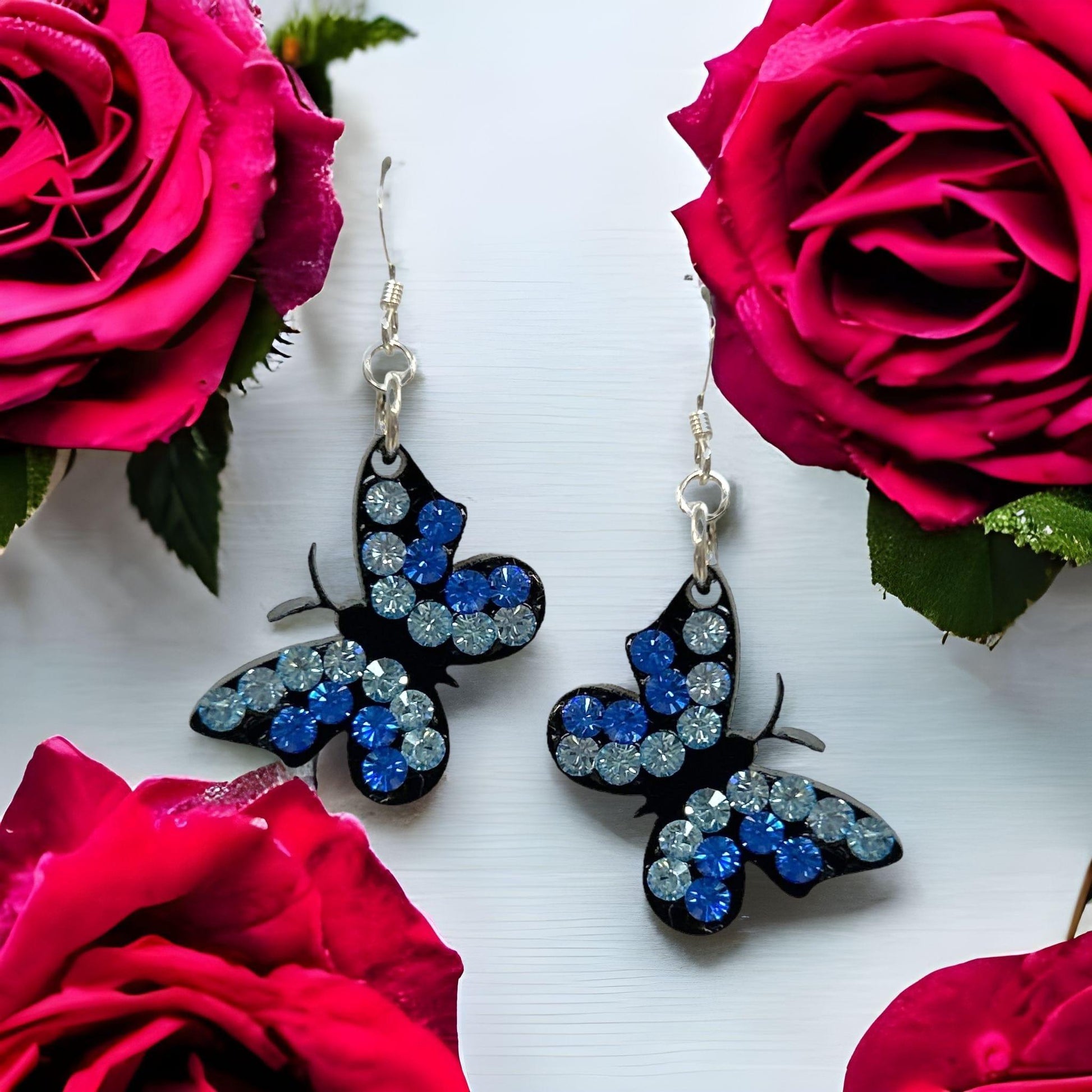 Beautiful Butterfly Acrylic and Crystal Earring Kit - Too Cute Beads