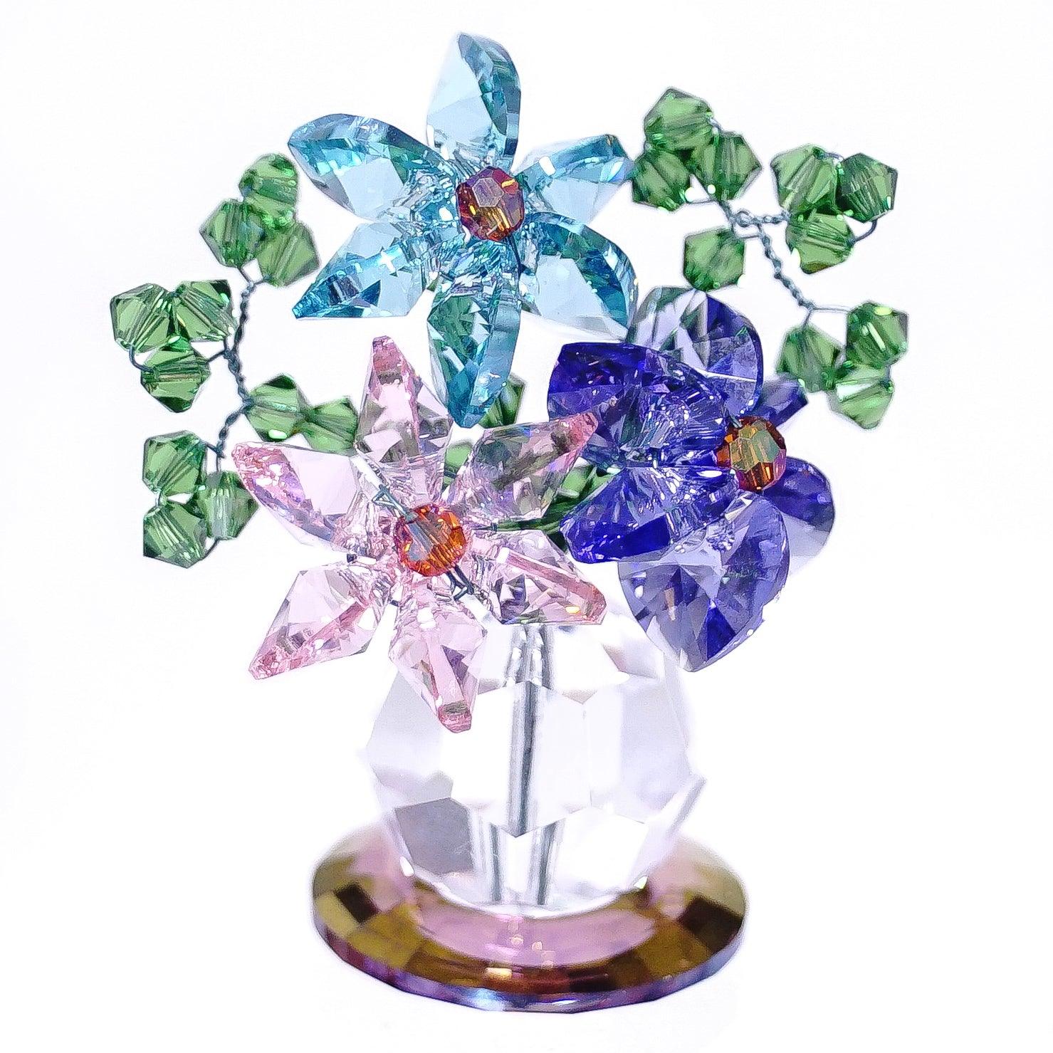 Crystal Creations - 3 Flowers (Light Turquoise, Light Rose, Tanzanite)