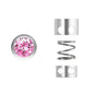 .925 Sterling Silver 2 Hole CZ Button Slider - Pink Topaz - Too Cute Beads