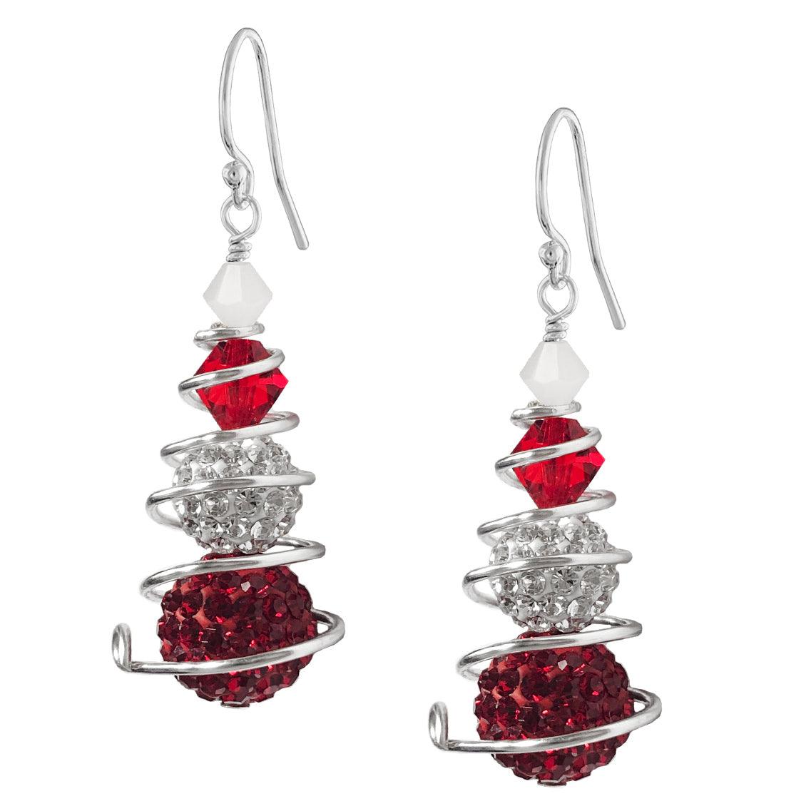 Captured Christmas Earring Kit - Light Siam and Crystal - Too Cute Beads