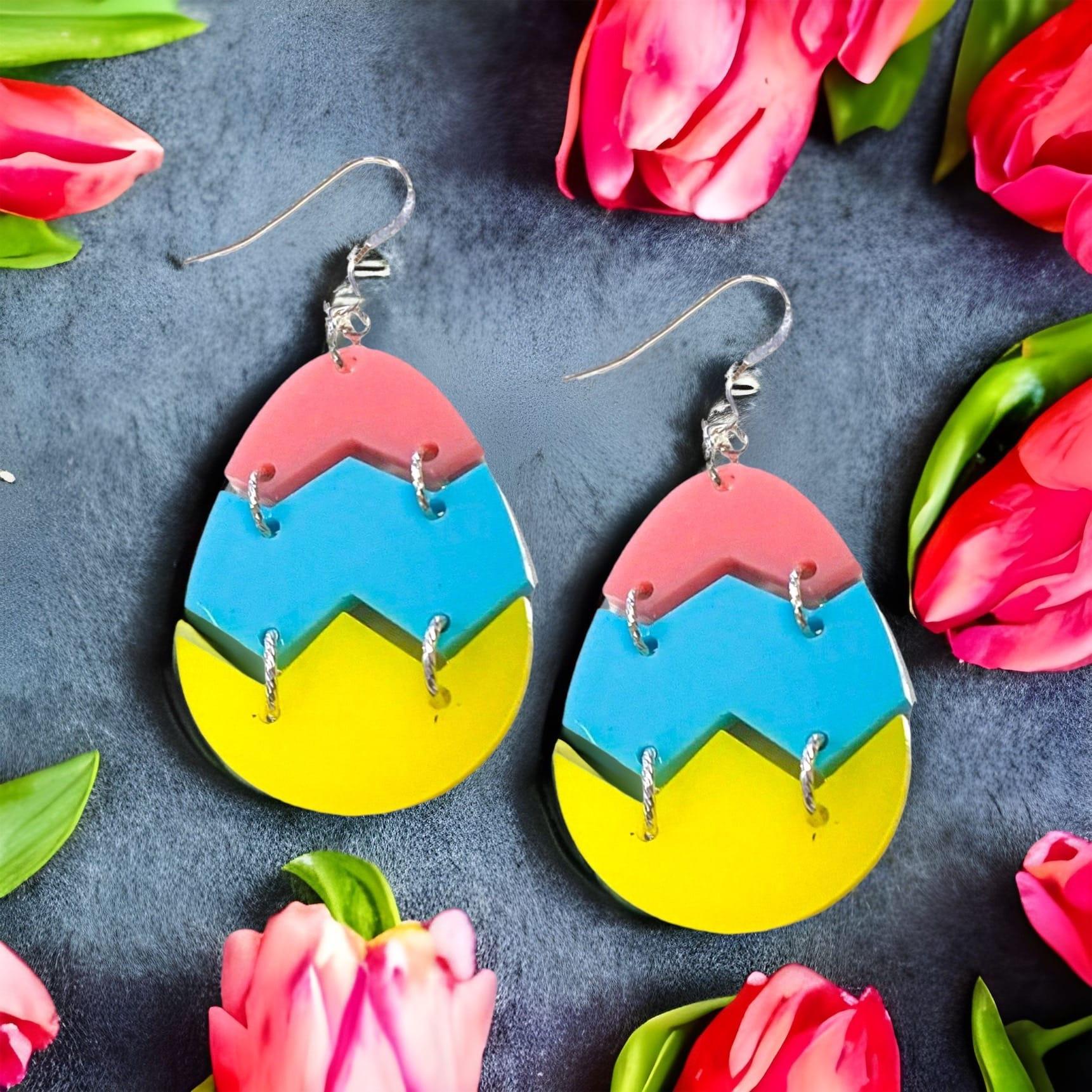 DIY Acrylic Earring Kit - Tri-Color Easter Eggs! - Too Cute Beads