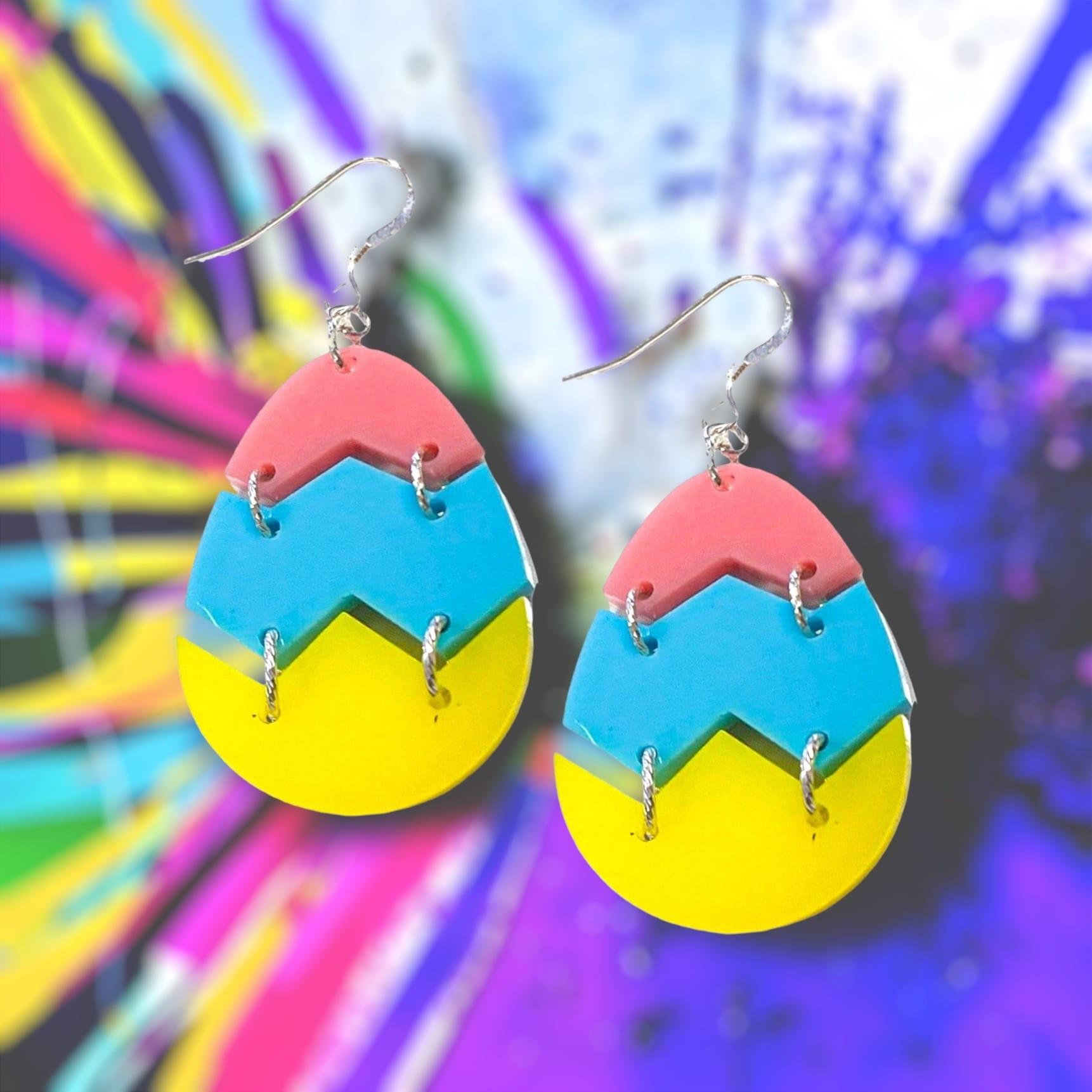 DIY Acrylic Earring Kit - Tri-Color Easter Eggs! - Too Cute Beads