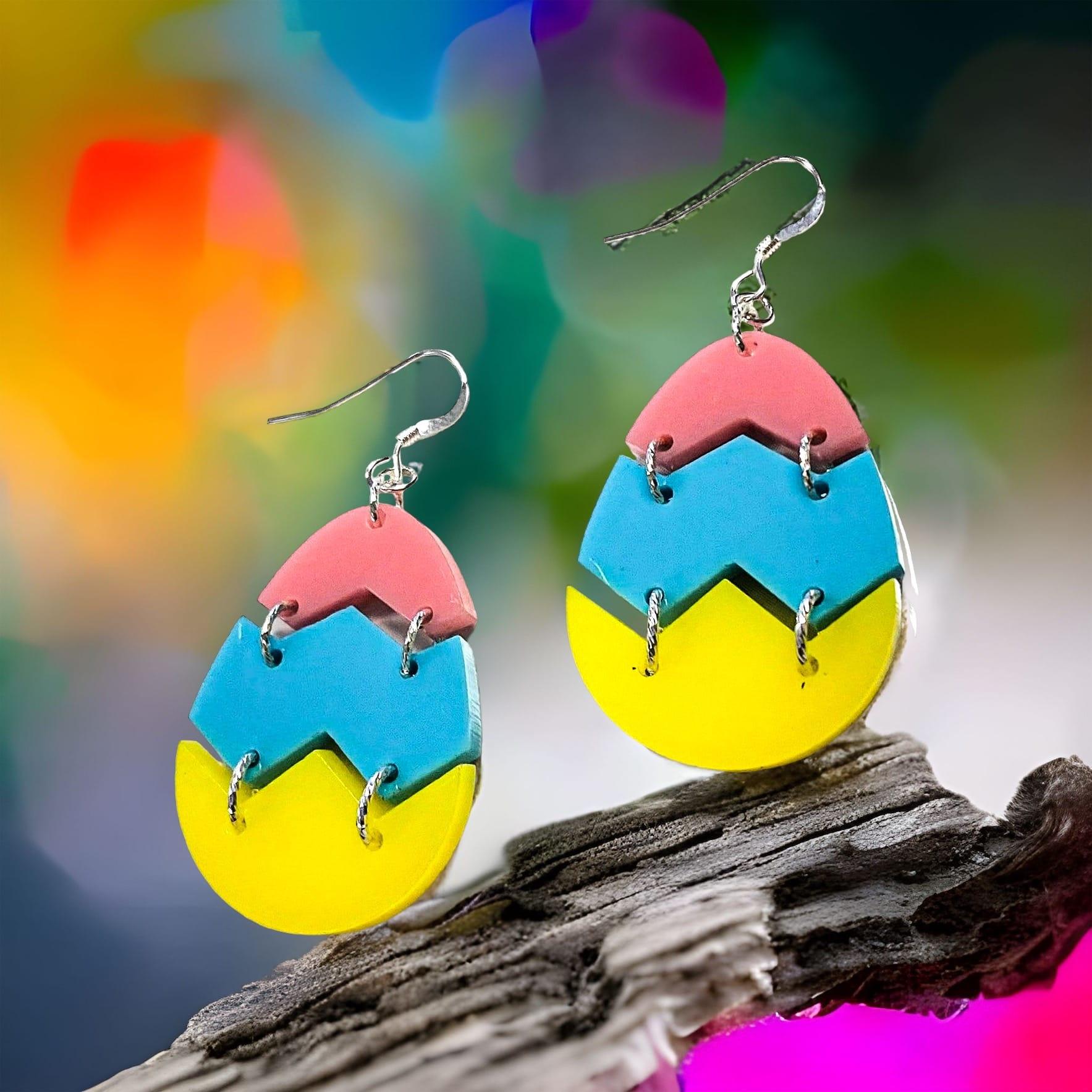 DIY Acrylic Earring Kit - Tri-Color Easter Eggs! - Too Cute Beads