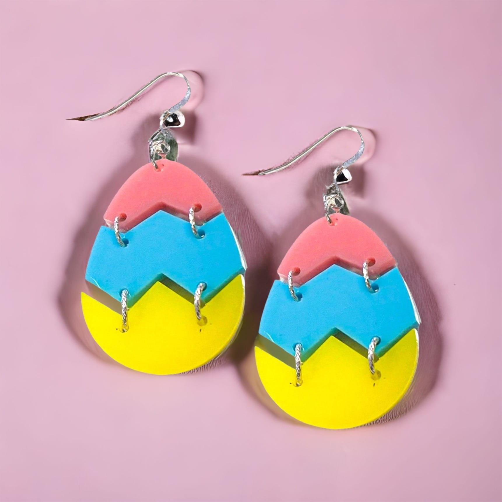 DIY Acrylic Earring Kit - Tri-Color Easter Eggs! - Too Cute Beads