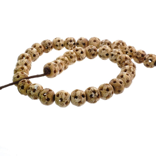 7mm Round Wood Beads - Textured (10 Inch Strands) - Too Cute Beads