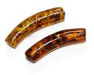 33 x 7mm Murano Glass Bracelet Tubes - Topaz Carmel Confetti (1 Pair) - Too Cute Beads