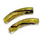 33 x 7mm Murano Glass Bracelet Tubes - Chocolate Peridot (1 Pair) - Too Cute Beads